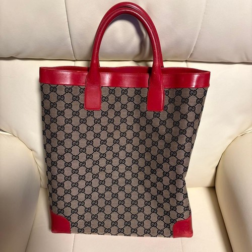 Gucci canvas leather tote - gucci,